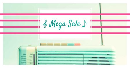 Sale Announcement with Vintage Radio Facebook AD Design Template