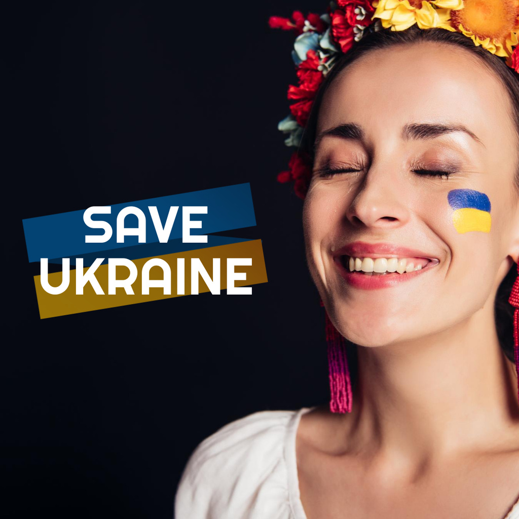 Designvorlage Motivation to Save Ukraine with Beautiful Woman für Instagram