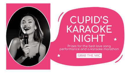 Ontwerpsjabloon van FB event cover van Valentijnsdag Karaoke-avond