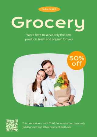 Modèle de visuel Groceries For Families Promotion With Discount - Poster
