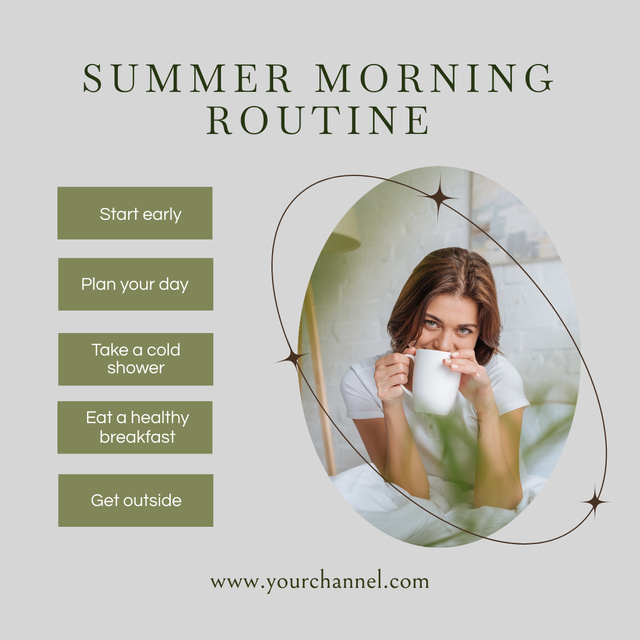 Useful Tips for Summer Morning Routine  Instagram Design Template
