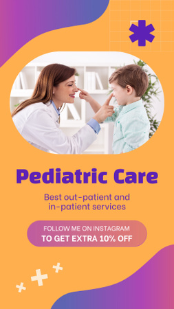 Pediatric Care Offer With Discount Instagram Video Story Πρότυπο σχεδίασης