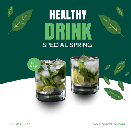 Oferta Especial de Primavera de Bebidas Saudáveis Instagram AD Modelo de Design