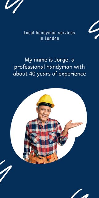Home Repair Services Offer with Man in Helmet Graphic Design Template