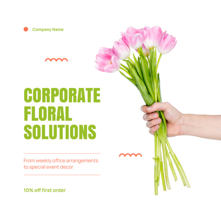 Designvorlage Blumenservice-Werbung für lebendige Arrangements für Animated Post