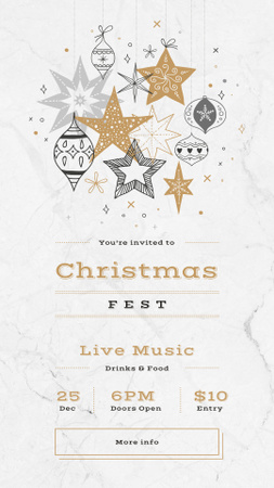 Christmas Party Invitation with Shiny Christmas decorations Instagram Story Design Template