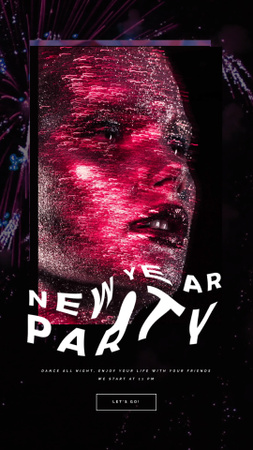 Party Theme with Woman in Neon Light Instagram Video Story Design Template