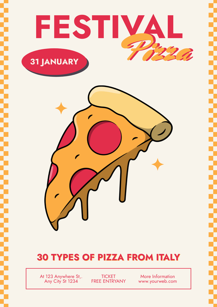 Platilla de diseño Pizza Festival Announcement Poster