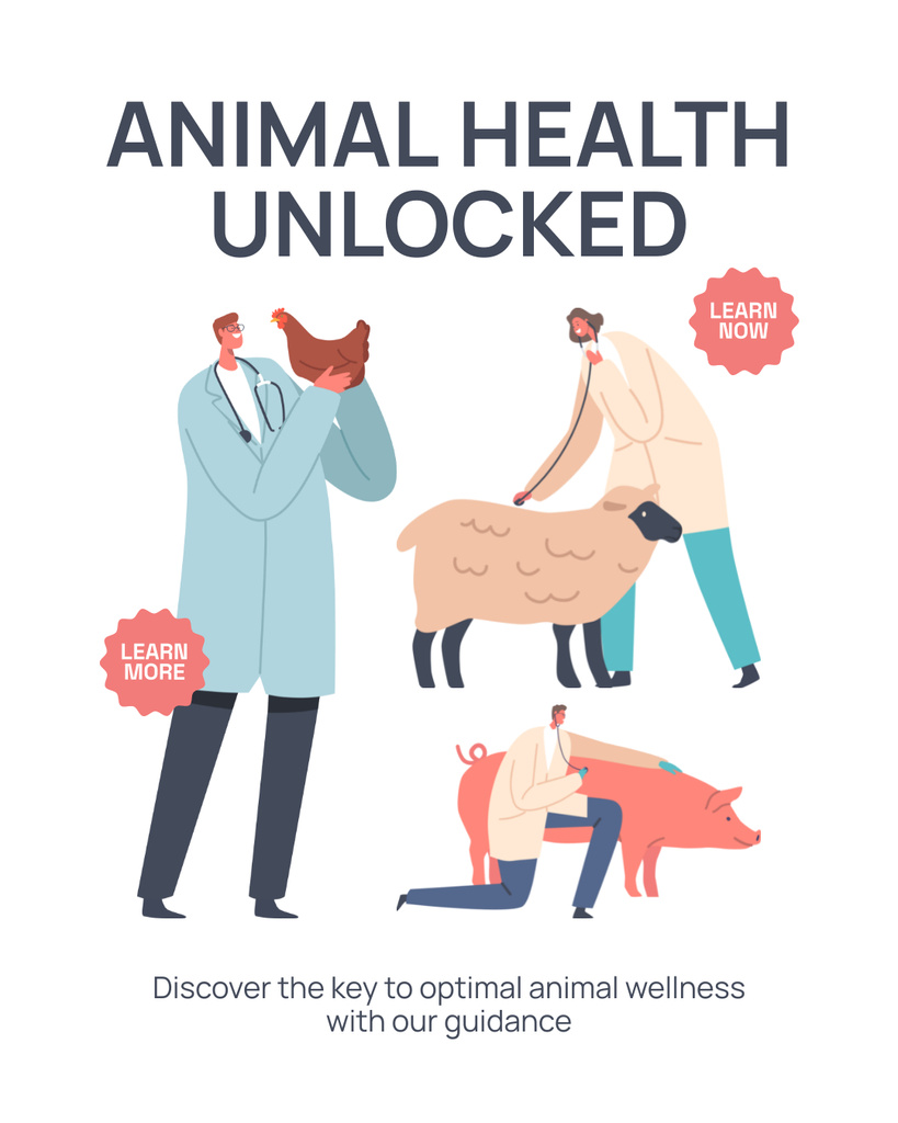 Ontwerpsjabloon van Instagram Post Vertical van Farm Animals Health Care