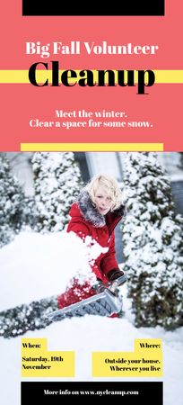 Woman at Winter Volunteer Clean Up Flyer 3.75x8.25inデザインテンプレート