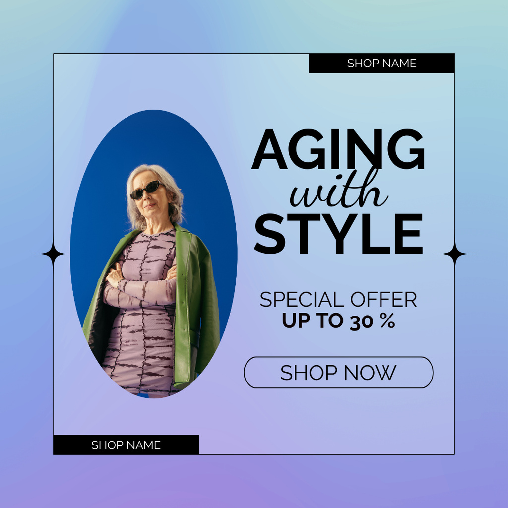 Age-friendly Fashion Style Sale Offer For Elderly Instagram Šablona návrhu