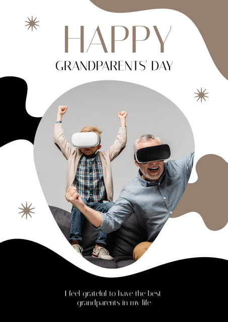 Wishing a Happy Grandparents Day With VR Glasses Poster tervezősablon