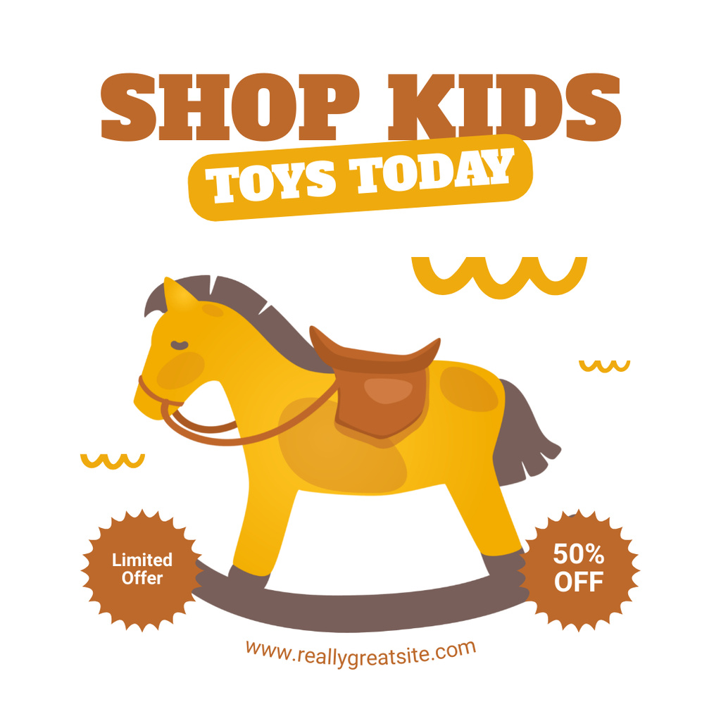 Designvorlage Discount in Children's Store with Toy Horse für Instagram AD