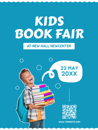Happy Schoolboy on Book Fair Ad Poster US Design Template
