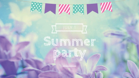 Summer Party Announcement with Violets FB event cover Πρότυπο σχεδίασης