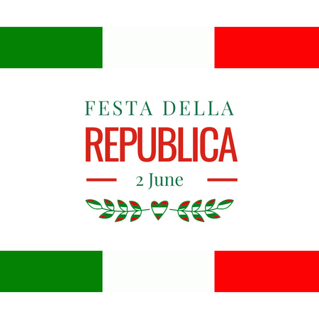 Minimal Italian National Day Greeting in Colors of Flag Instagram Design Template