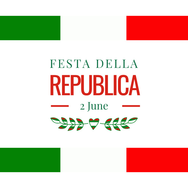 Minimal Italian National Day Greeting in Colors of Flag Instagram tervezősablon