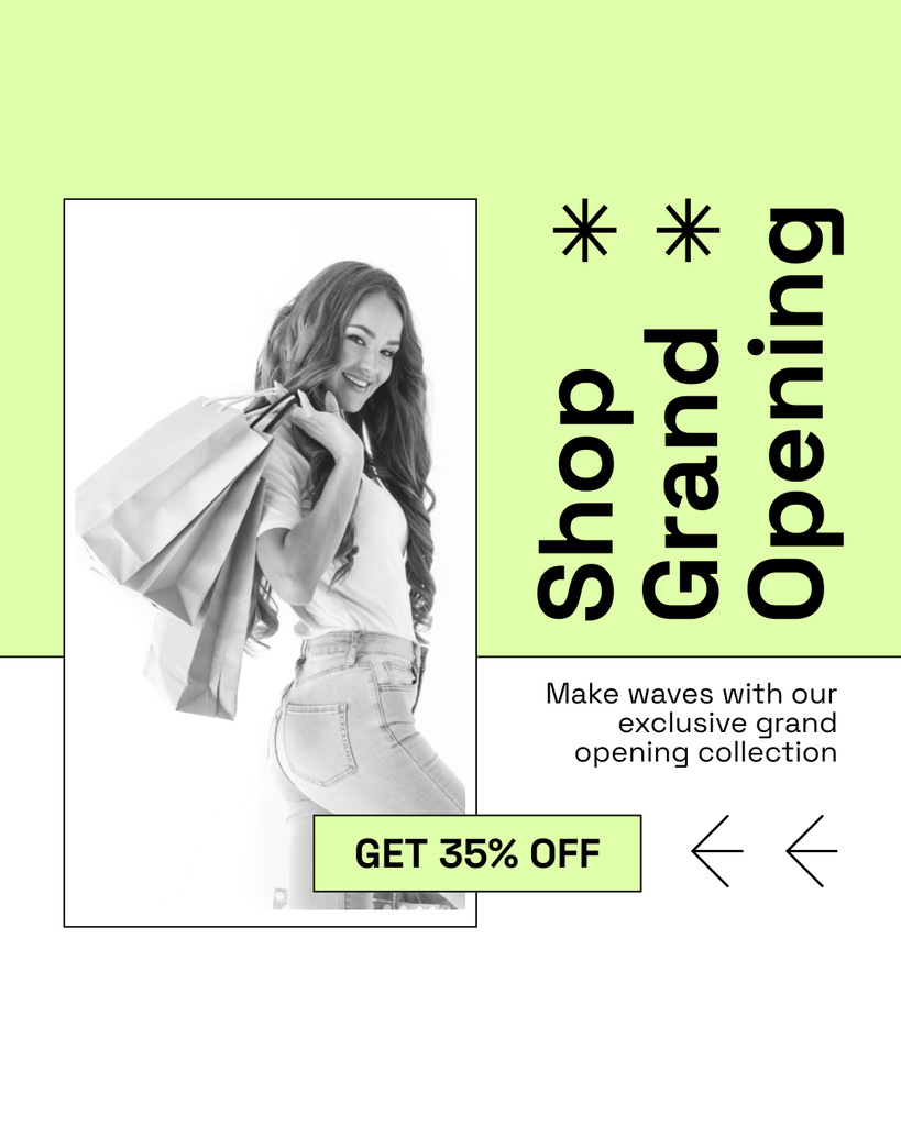 Ontwerpsjabloon van Instagram Post Vertical van Garments Shop Grand Opening With Discounts For Clients