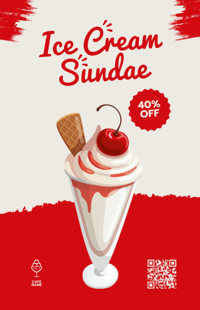 Discount on Ice Cream Sundae Recipe Card Tasarım Şablonu