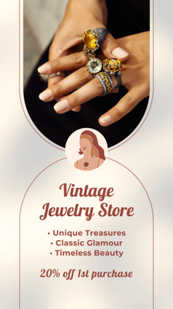 Unique Jewelry Collection With Discounts In Antique Shop Instagram Video Story tervezősablon