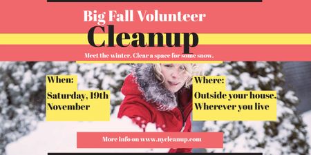 Announcement of Season Charity  Snow Clean up Imageデザインテンプレート