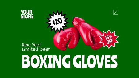 New Year Offer of Boxing Gloves Label 3.5x2in Design Template