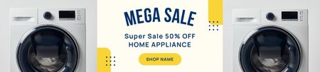 Ontwerpsjabloon van Ebay Store Billboard van Mega-uitverkoop van wasmachines en huishoudelijke apparaten