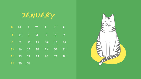 Különböző fajtájú aranyos macskák Calendar tervezősablon