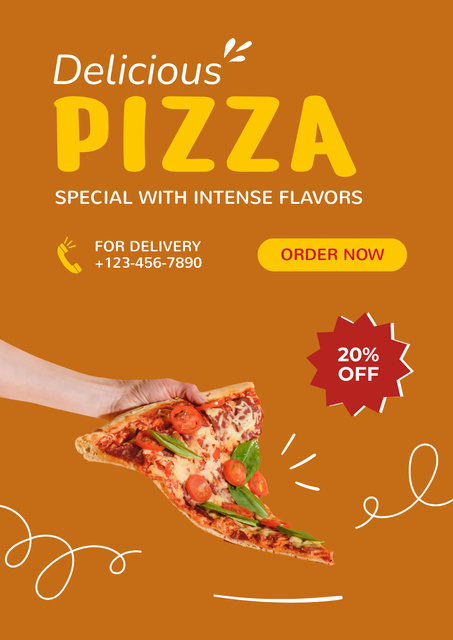 Plantilla de diseño de Special Offer Discount on Delicious Pizza Poster 