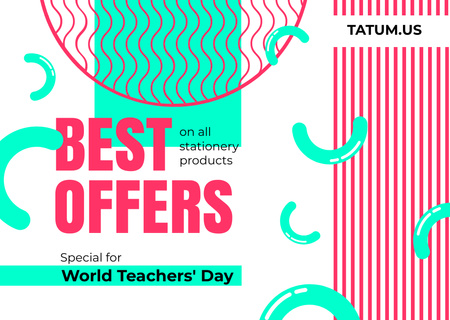 world teachers 'day sale linhas coloridas Card Modelo de Design