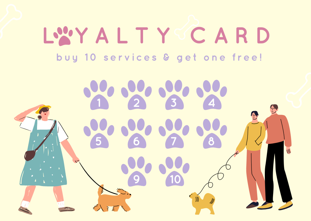 Loyalty Card Pet care Card tervezősablon