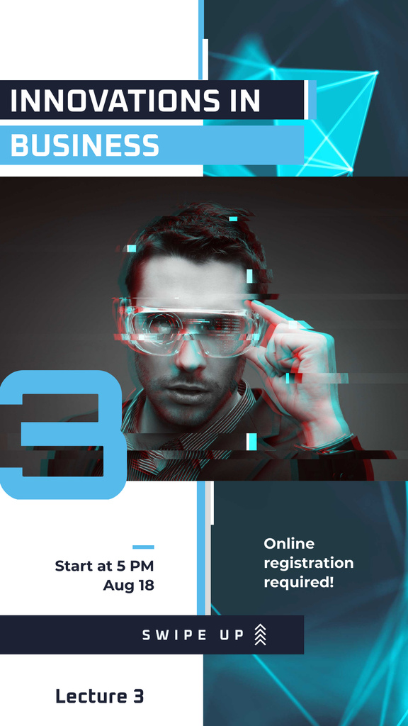Innovative Technology Ad Man Using VR Glasses Instagram Story Modelo de Design