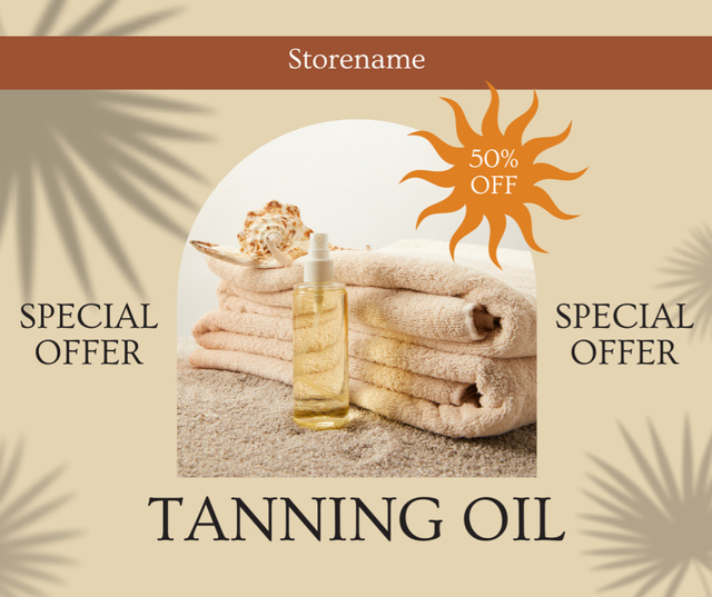 Special Offer Tanning Oils Facebook Design Template