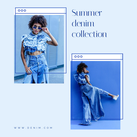 Summer Denim Clothes Collection Ad Instagram Design Template