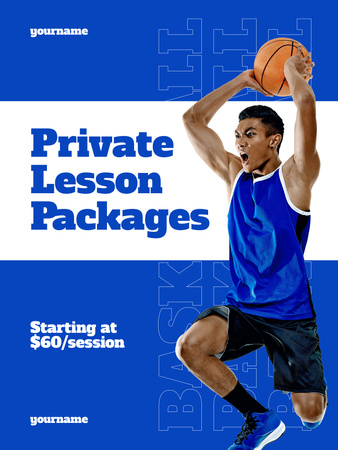 Modèle de visuel Annonce de cours particuliers de basket-ball - Poster US