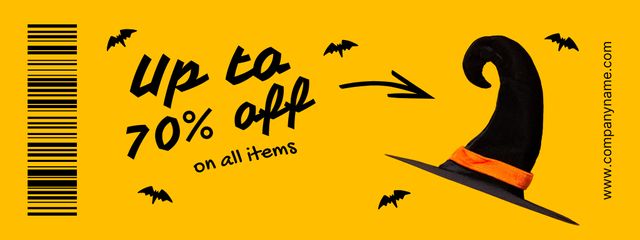 Halloween Sale Announcement with Discount in Yellow Coupon tervezősablon