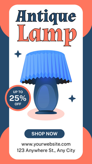 Sale of Antique Lamps at Reduced Prices Instagram Story tervezősablon