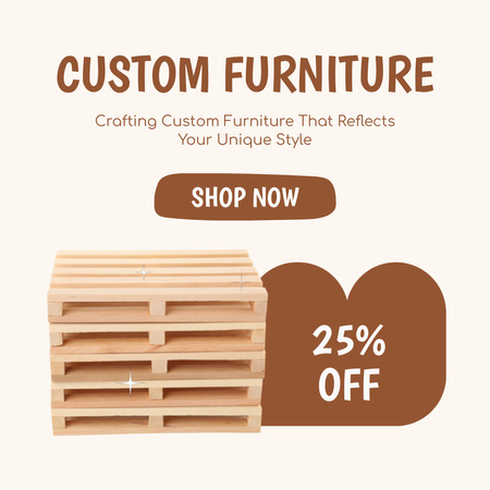 Plantilla de diseño de Servicio personalizado de carpintería de muebles con oferta de descuentos. Animated Post 