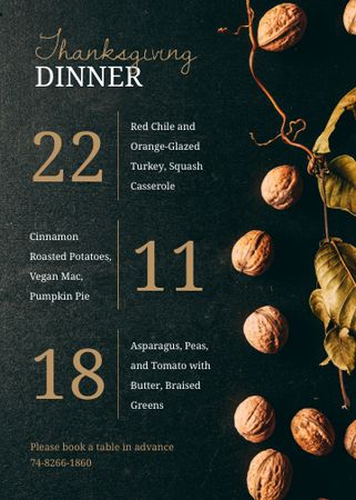 Thanksgiving Dinner invitation with walnuts Invitation Design Template