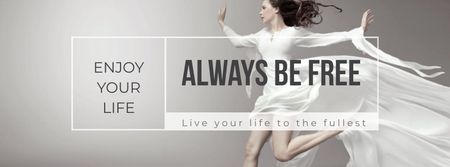 Inspiration Quote with Woman Dancer Jumping Facebook cover Design Template