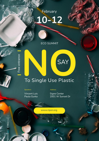 Designvorlage Plastic Waste Concept Disposable Tableware für Poster