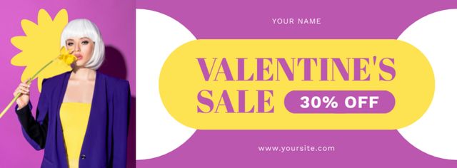 Valentine's Day Sale Announcement with Stylish Blonde Facebook cover Πρότυπο σχεδίασης