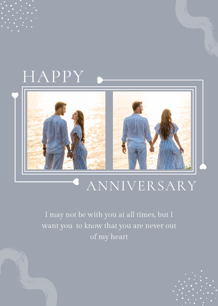 Wedding Couple Celebrating Anniversary Postcard A6 Vertical Πρότυπο σχεδίασης