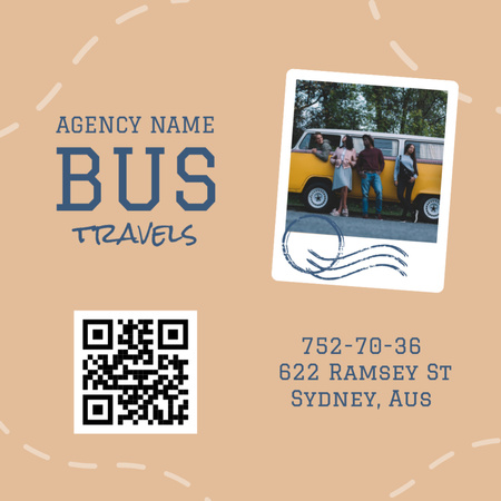 Captivating Bus Travel Trips Promotion Square 65x65mm Design Template