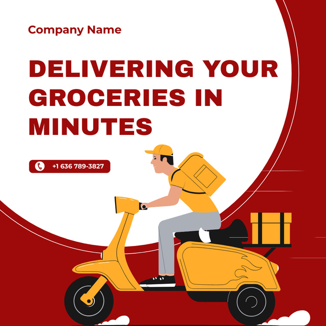 Delivering Your Groceries in Minutes Instagram tervezősablon