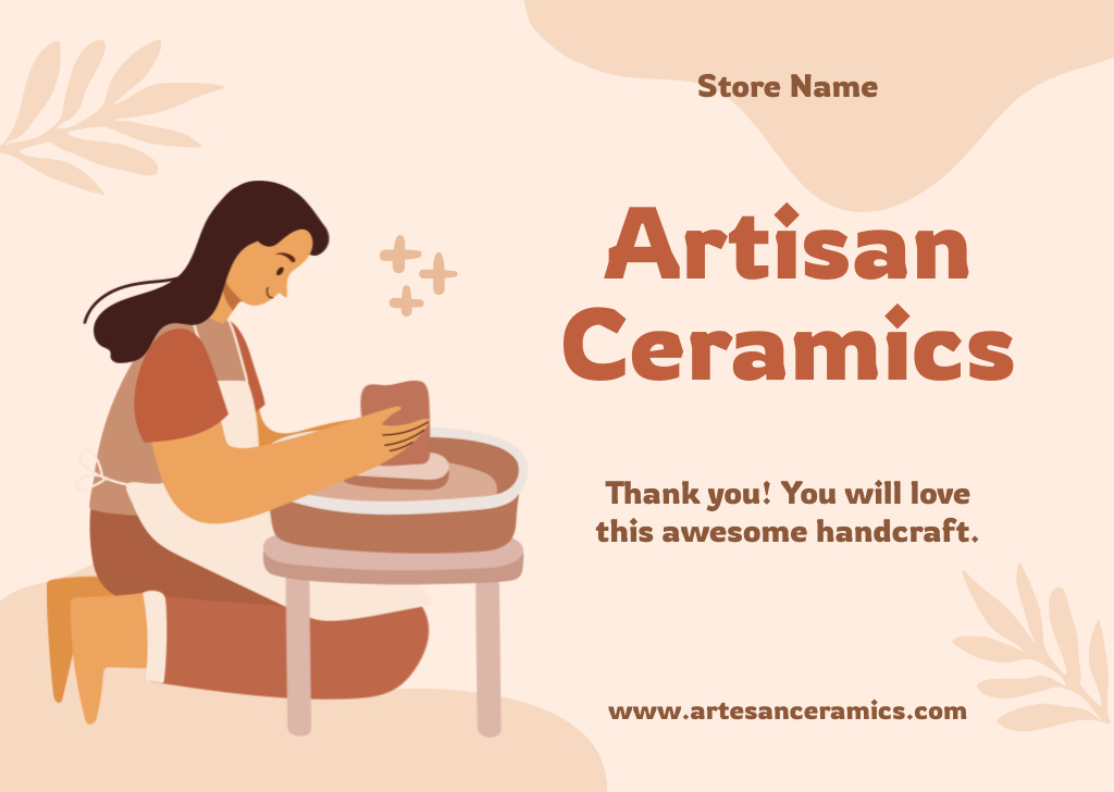 Artisan Ceramics Offer With Illustration Card – шаблон для дизайну