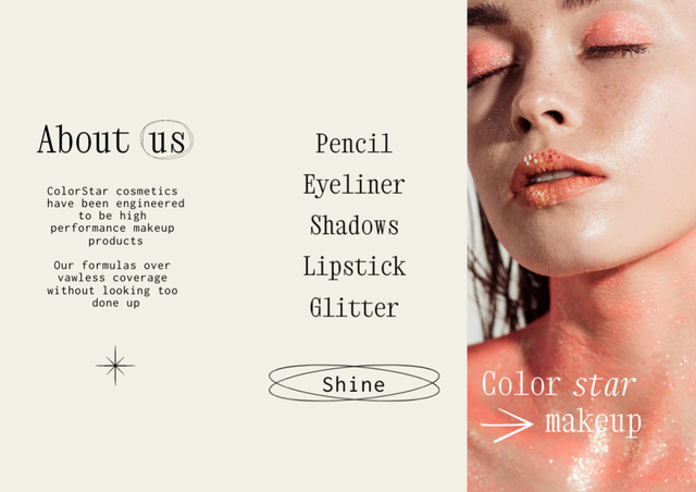 Marvelous Beauty Services Offer with Woman in Bright Makeup Brochure Din Large Z-fold Design Template