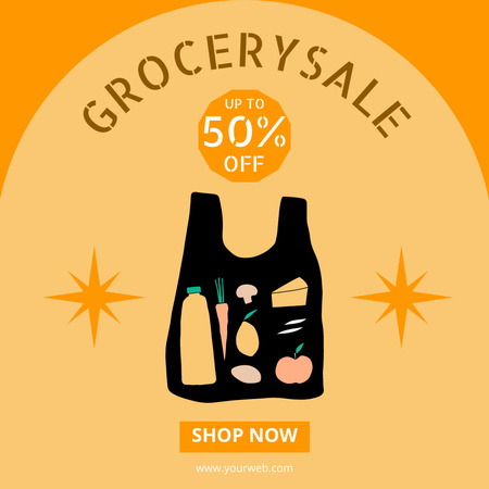 Illustrated Food In Bag With Discount Instagram Design Template