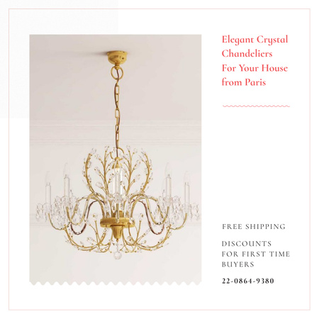 Elegant Crystal Chandeliers for Home Interior Instagram AD Design Template
