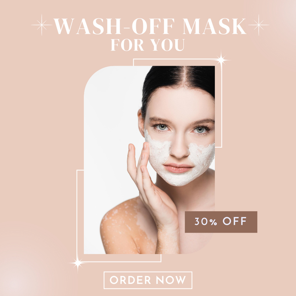 Designvorlage Wash-Off Mask for Skin Beauty Peach für Instagram
